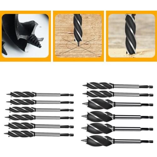 Four-slot Hexagonal Long Shank Auger Drill Fast Cut Auger Drill Bit Holesaw Joiner Carpenter Wood Cut Electric Drill Accessories