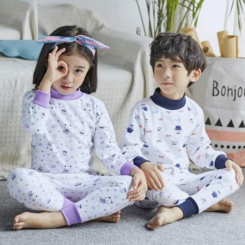 Free Shipping Thermal Underwear for Children Spring Fall Kids Cotton Long John Set Baby Thermal Clothes Kids Autumn Home Wear