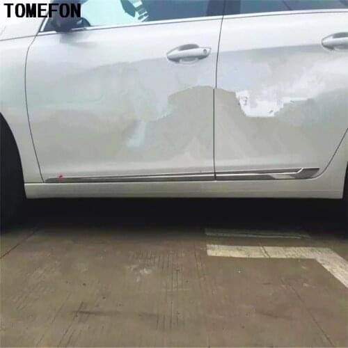 TOMEFON Car Auto Styling ABS Chrome Exterior Body Door Side Moulding Antiscuff Rib Trim For PEUGEOT 308 hatchback 2014 2015 2016