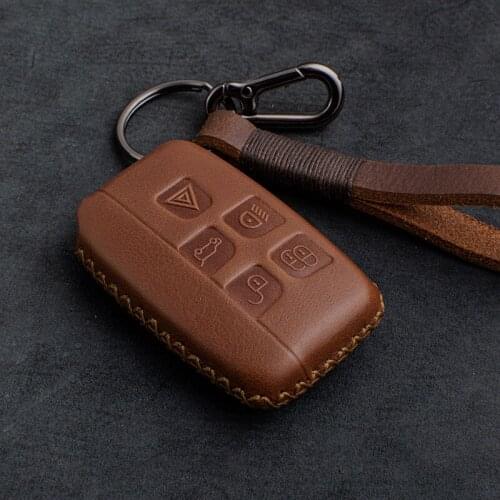 1X Genuine Leather Car Auto Remote Car Key Shell Case Protector Cover for Land Rover Discovery Range Rover Sport 4 Evoque