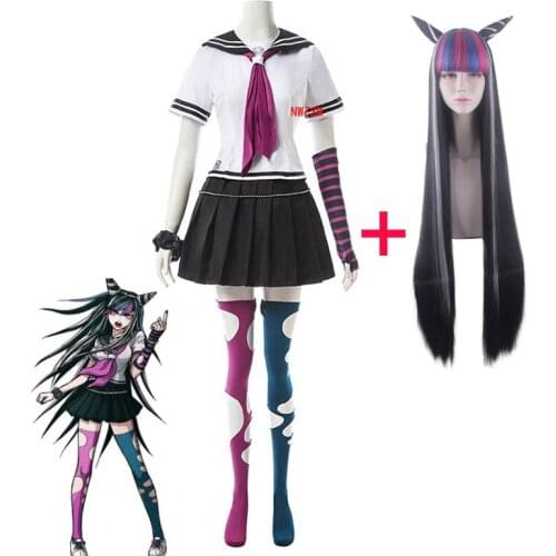 Anime Danganronpa Mioda Ibuki Cosplay Costume Colorful Devil Horn Wig For Woman Halloween Carnival Costume Props