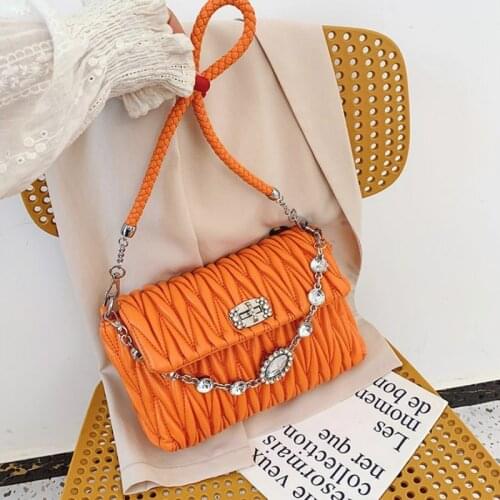 Ladies Party Fashion Diamonds Evening Clutch Purse Tote Crossbody Bags for Women 2020 Winter Folds Small Shoulder Bag Sac A Main