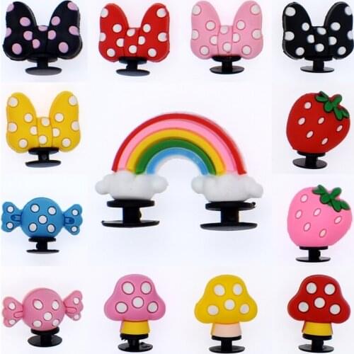 10Pcs Girls Birthday Gift Fruit 3D PVC Charms Fit Bracelet/Mule Clog Shoes With Strawberry/Mushroom/Rainbow/Bowknot