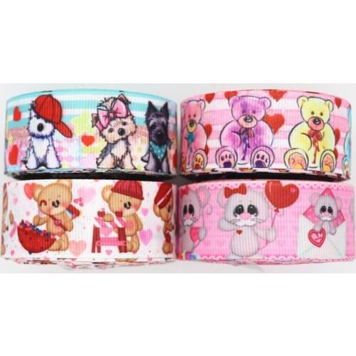 10 Yards 1'' 25MM Valentines Day Printed Grosgrain Ribbons For Hair Bows DIY Handmade Materials Y19122402