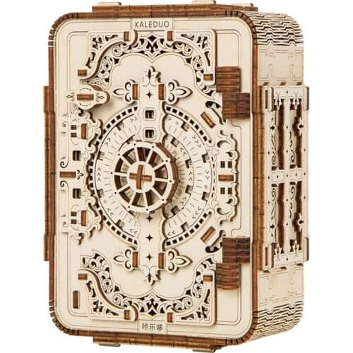 146Pcs DIY Wooden Cipher Box 3D Mechanical Puzzle Model Building Kits Toys Puzzles Educational Toy For Children Birthday Gifts