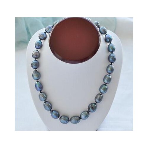 18" AAA 9-10MM NATURAL SOUTH SEA BAROQUE GRAY PEARL NECKLACE 14K Clasp