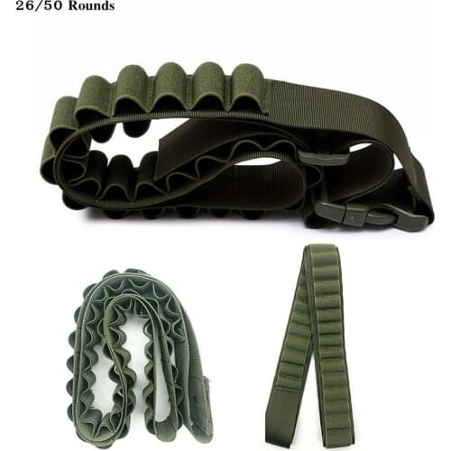 26/50 Round 55'' 12GA Gun Bandoliers Belt Ammunition Holder Ammo Carrier Loop Tactical Hunting Gun Cartridge
