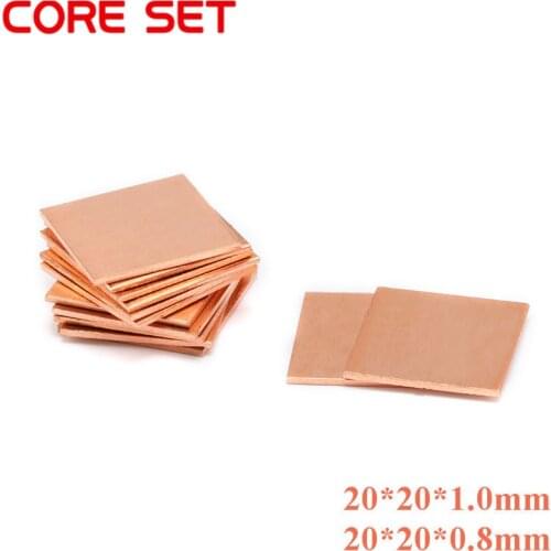 5pcs/lots 20 * 20mm*(0.8/1mm Option) Copper Sheet Shim Piece Heat Sink Thermal Pad For Laptop GPU CPU