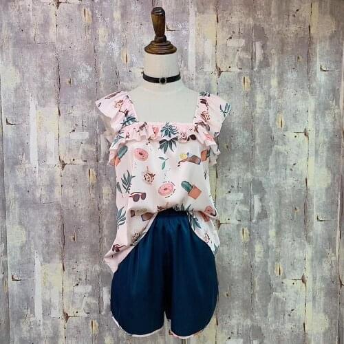 Satin Pyjamas Women Pajamas Sets with Pants 2019 Flower Print Flower Silk Sleepwear Pijama Mujer Female Nightsuit