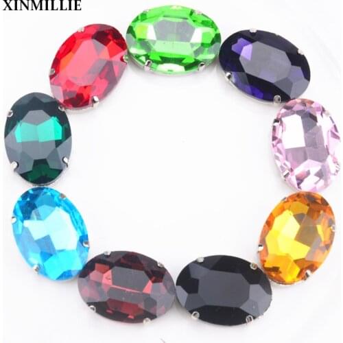 Free shippment 20*30mm 50pcs/lot oval sew on crystal rhinestones with metal claw setting ,Sewing Rhinestones stones buttons