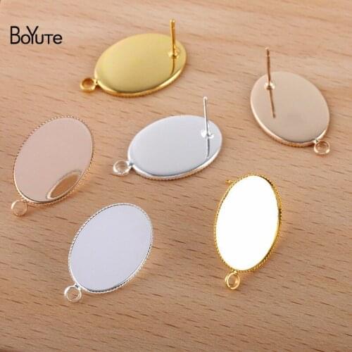 BoYuTe (50 Pieces/Lot) Fit 13*18MM Oval Cabochon Settings Stud Earring Base Diy Blank Earrings Jewelry Accessories