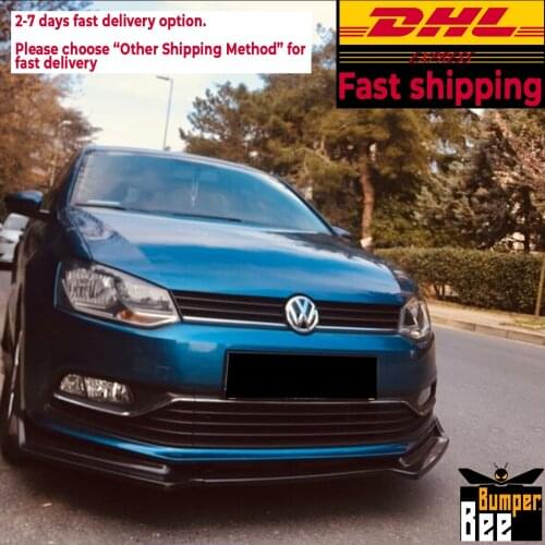 For Volkswagen VW Polo 2009-2017 Car Front Bumper Lip 3 pcs Black Splitter Diffuser Lip Body Kit Spoiler Bumpers