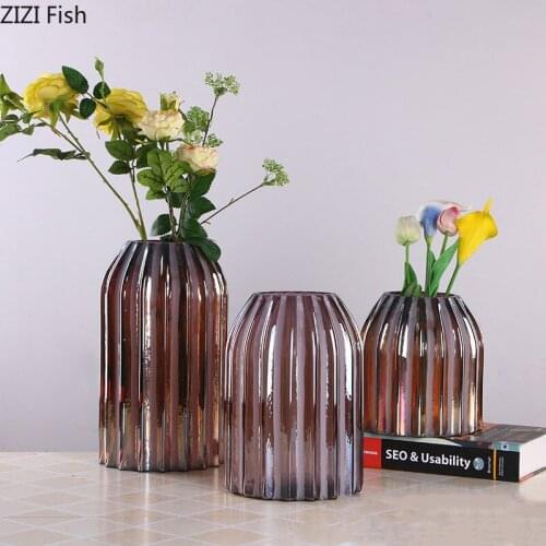 European Colorful Glass Vase Hydroponics Flower Pot Floral Arrangement Gilded Matte Flowers Vases Nordic Home Decoration Modern