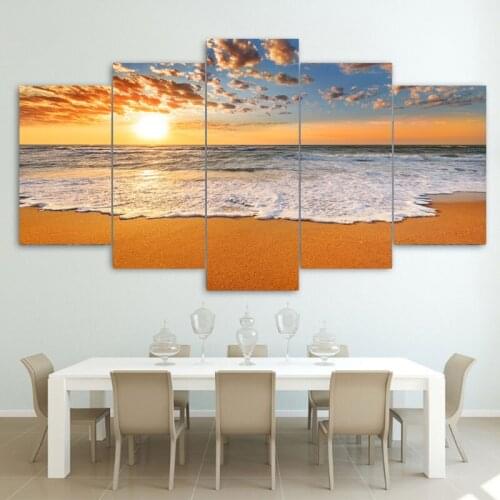 Frameless Beach Sunset Pattern HD Print Canvas Painting Wall Art Picture for Living Room Home Decor