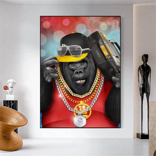 Watercolor Rapper Gorilla Canvas Paintings Animal Posters Prints Modern Art Wall Pictures Cuadros Home Decor for Living Room