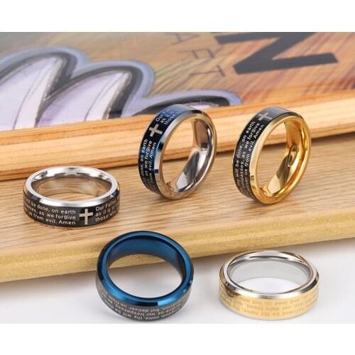CANZE Hip-Hop Trendy Mens Ring Titanium Steel Cross Ring Punk Stainless Steel Ring