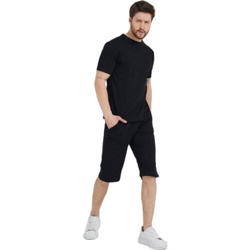 Mens Black Tracksuit Set Summer Mens Sportswear Shorts Set Short Sleeve Breathable T-Shirt And Shorts Casual Wear Mens B