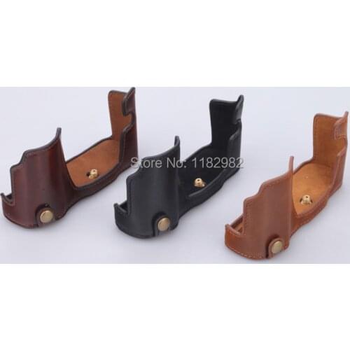 Leather Hard Camera Bag Half Body Case For Olympus EM10 E-M10 OM-D