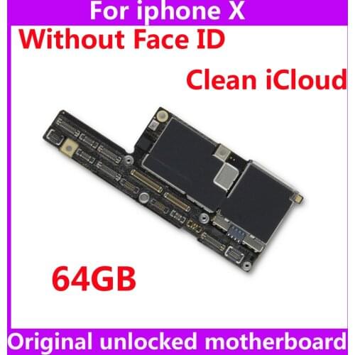 100% original and unlocked mainboard without Face ID for iphone X 64GB motherboard+chips IOS system logic board for iphone 10