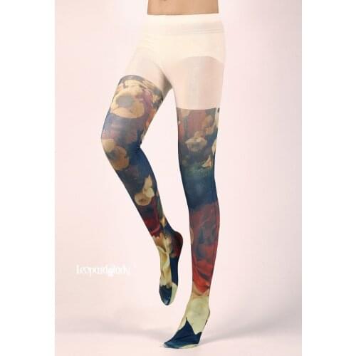 Fashion Flower Print Pantyhose Womens Patterned Painting Floral Tights