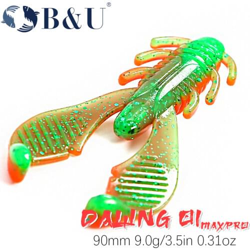 B&U Craws Shrimp Soft Bait 90mm Smell With Salt Silicone Artificial Fishing Lures Jig Wobblers Bass Carp Pesca Fishing Tackle