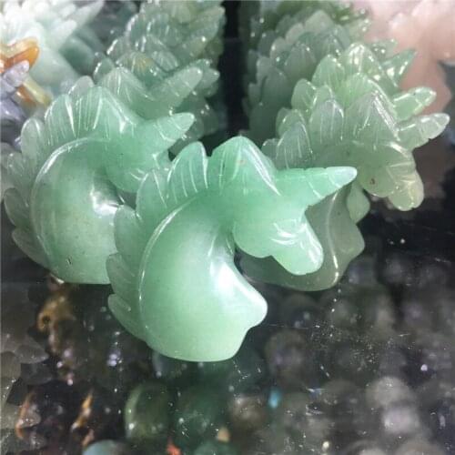 2pcs natural green aventurine handmade Unicorn figurine healing crystals as gift for home decoration