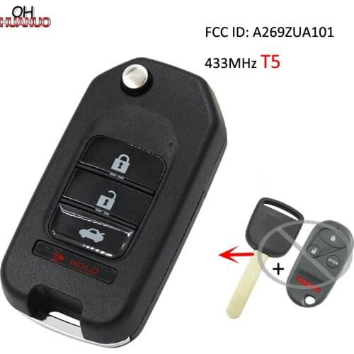 Upgraded Remote Key 433MHz T5 Chip for Honda 1996-2004 Odyssey/ 2000-2006 Insight /2003-2005 Pilot FCC ID: A269ZUA101
