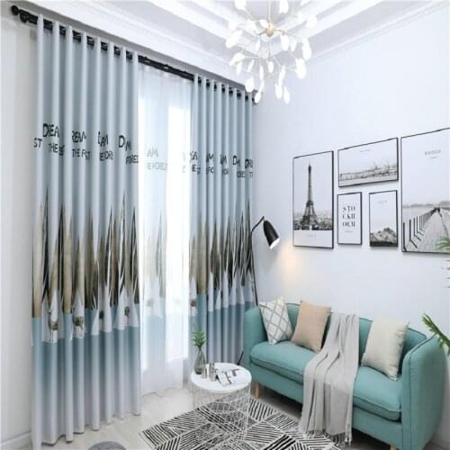 Window Curtains for Living Room Bedroom Kitchen Modern Minimalist Nordic Dream Forest Print Blackout Curtain