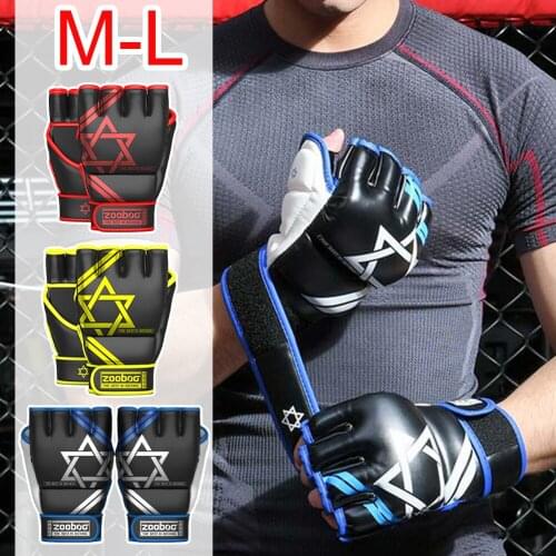 Half Finger Grappling Gloves Adjustable Wrist Band Sparring Mitts for Sanda Kickboxing Punching Bag Muay Thai Free Fight