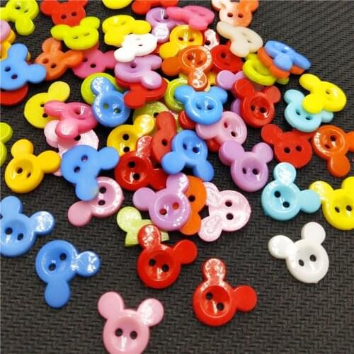 50pcs/ 15 x 13mm Plastic Sewing Buttons Scrapbooking Mickey Mixed Two Holes Cartoon Costura Botones Decorate