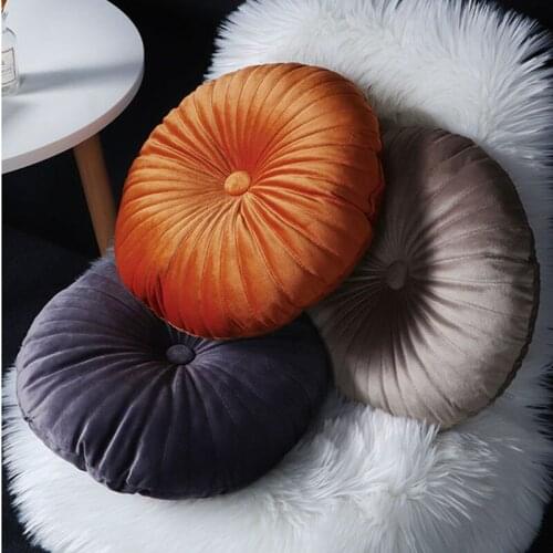 Nordic Dutch Fleece Seat Cushion Round Pumpkin Shape Cute Throw Pillows Soft Chair Waist Back Sofa Decorative Pillow with Core