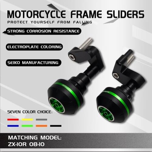Motorcycle CNC Crash Pad Frame Slider Protection Guard For ZX10R ZX-10R 08 09 10 2008 2009 2010