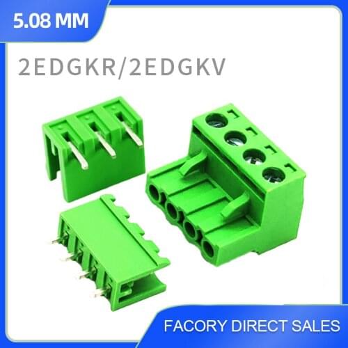 CIXIYCX 2/3/4/5/6/7/8/10/12 Pin 2EDG 5.08mm Straight Needle PCB Screw Terminal Block Wire Connector Plug-in 5.08mm Pitch 2EDGKV