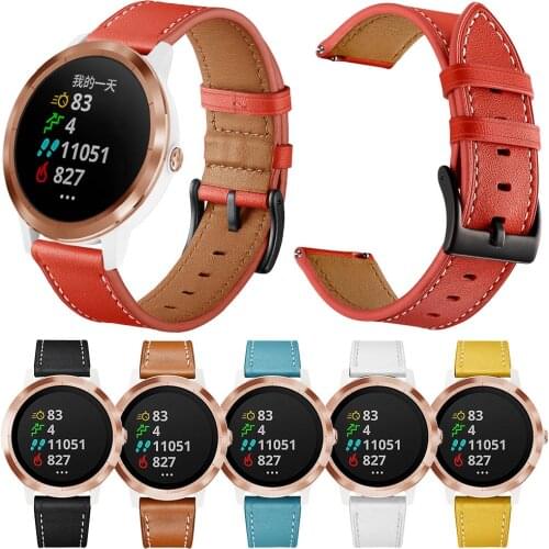 20mm Leather Band for Garmin Venu/SQ/Vivoactive 3/Vivomove HR Strap for Samsung Galaxy Watch 3 41mm Bracelet 42mm Active 2 Belt