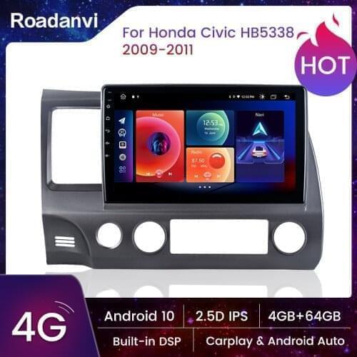 Android 10.0 1 Din Car radio Multimedia Video Player for Honda Civic 2009 2010 2011 with Android 10.0 GPS Navigation Player
