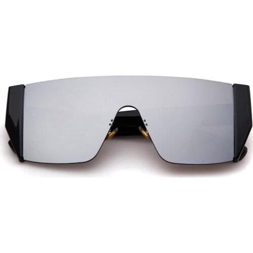 Futuristic One Piece Sunglasses Men Brand Designer Oversized Square Rimless Sun Glasses Black Shades Women