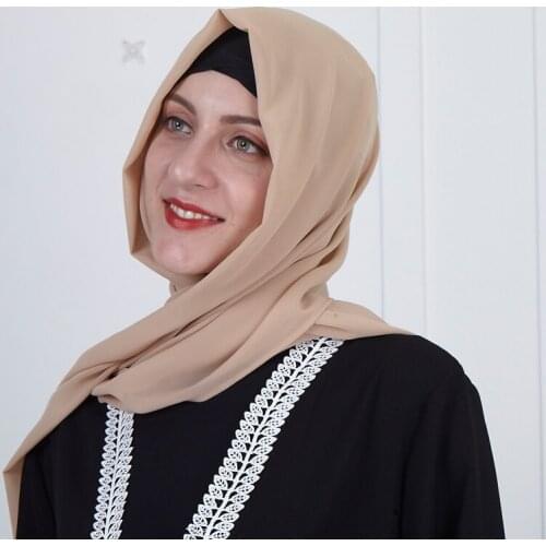 Factory direct T001Musulman pure color chiffon turban islamic scarf and wrap 90*180 cm