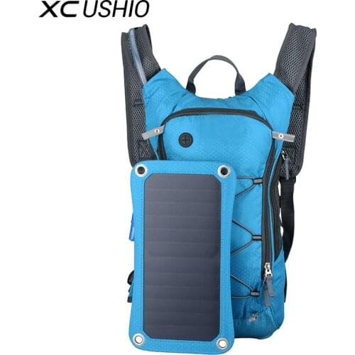 Outdoor Solar Sport Cycling Water Bag USB Panel Charger Bicycle Hydration Backpack for Moible Phone Camping Travel Knapsack