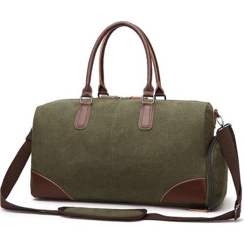 Z.L.D. Fashion Travel Bag Mens Canvas Duffel Handbag Lady Travel Bag with Shoe Box Design Travel Portable Messenger Bag Mochila