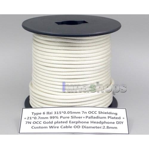 10m Type 6 IIzi 315*0.05mm 7N OCC Shielding + 21*0.07mm 99% Pure Silver Palladium Plated+ 7N OCC Gold Plated Wire LN007247