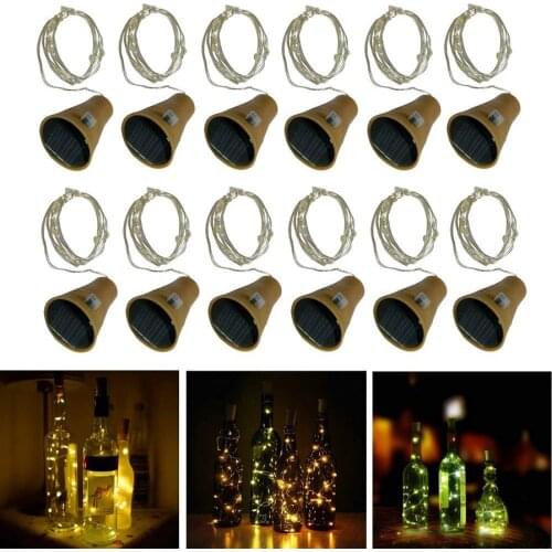 10Pcs/lot 10leds 20leds Solar Powered Wine Bottle Cork Shape LED String Lights Outdoor Christmas Wedding Party Holiday Lights