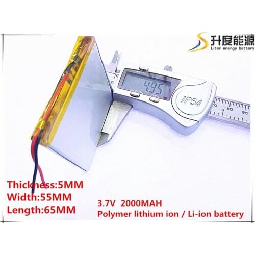 10pcs [SD] 3.7V,2000mAH,[505565] Polymer lithium ion / Li-ion battery for TOY,POWER BANK,GPS,mp3,mp4,cell phone,speaker