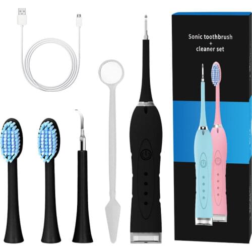 2 In 1 Sonic Electric Toothbrush Cleaner Set Dental Scaler Calculus Remover 4 Mode