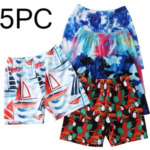 5pc Toddler Infant Kids Boys Fashion Dot Ink Printing Swimming Trunks Beach Shorts Surfing Hawaiian Style Beach Pants For Boys