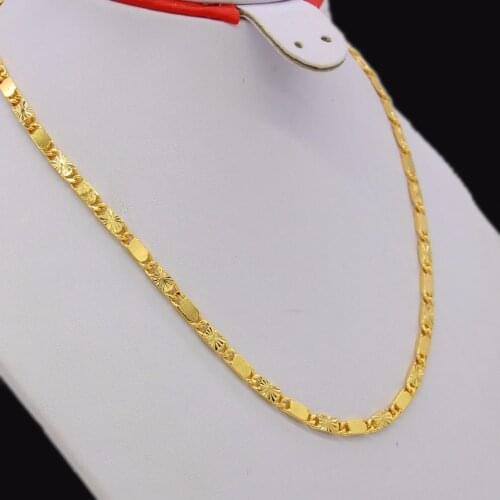 Adixyn Unique 45CM 4MM Width Chain Necklace Gold Color Men Women Jewelry New Trendy Necklace Gifts