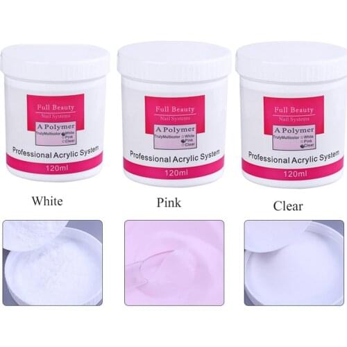 Acrylic Powder for 3D Nails Art Tips Builder Crystal Polymer Pink White Clear Extension Carving Nail Art Decor Include Box120G