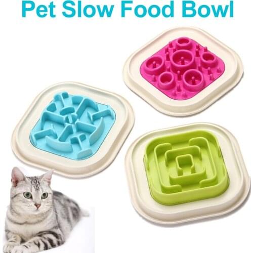 Pet Cat Slow Fooding Bowl Anti Choking Non-slip Healthy Feeding Maze Circle Shaped Puppy Slow Down Eating Accessories Cat Bowl