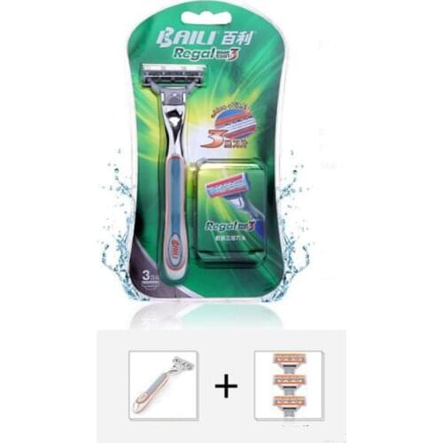 BAILI BT339 1 holder + 3 blades Quality Shaving Machine 3-Layers Safety Razor Blades Manual Shaving Shaver Beard Hair Remover
