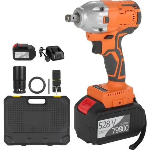 Cordless Brushless Impact Wrench 1/2 Inch 380Nm High Torque Li-ion Battery Variable Speed Fast Charger with Carry Box Socket
