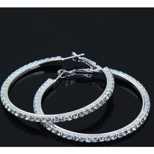 Rhinestone Large Circle Earrings Big Hoop Earrings Crystal Round Hoop Earrings For Women Jewelry
